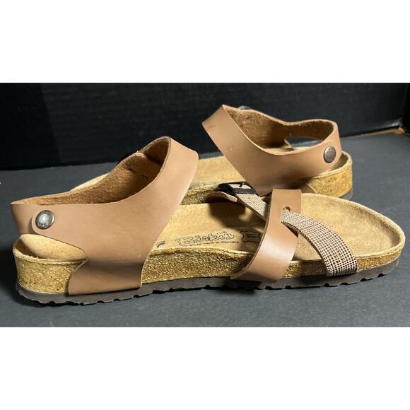 Birki’s Birkenstock Sandals Lillie Brown Plaid Ankle Strap Mens 8 Woman’s 10 main image 4
